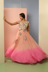 Fiorella Bouffant Appliqué Gown