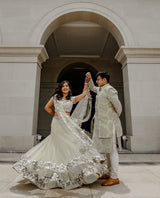 Pratibha Kedia in our Mint Rajkumari Tiered Gota Lehenga