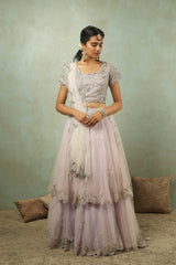 Lavender Tea Rose Tiered Lehenga