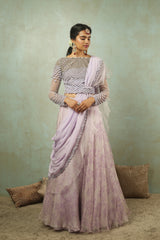 Lavender Love in the Mist Printed Lehenga