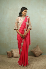 The Rajkumari Rose Saree