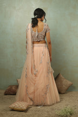 Tea Rose Asymmetrical Lehenga
