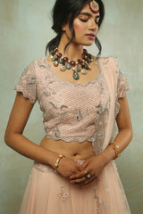 Tea Rose Asymmetrical Lehenga