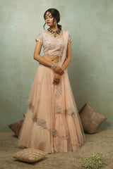 Tea Rose Asymmetrical Lehenga