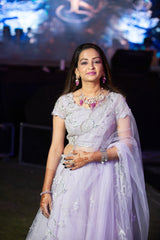 Supriya Kataria in Our Lavender Tea Rose Tiered Lehenga
