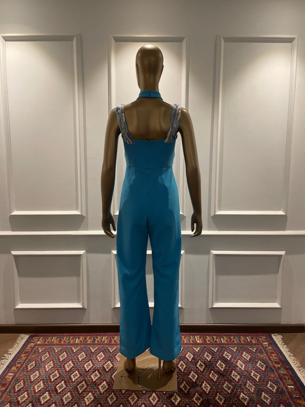 LETTING GO AZURE JUMPSUIT HALTER STYLE