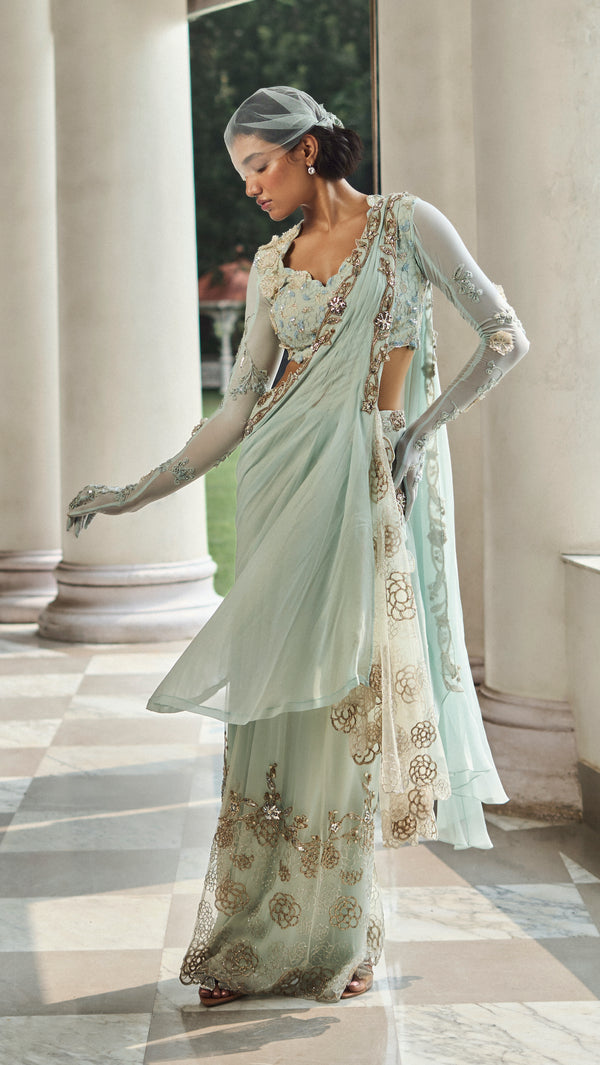 Aqua Drape Saree