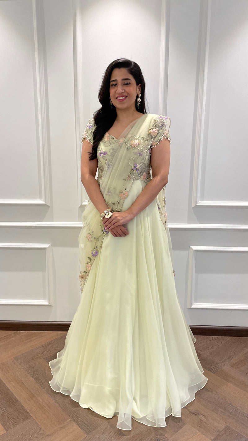 MINT DEBUTANTE EMBRIODERED KALIDAR & DUPATTA (AS23)
