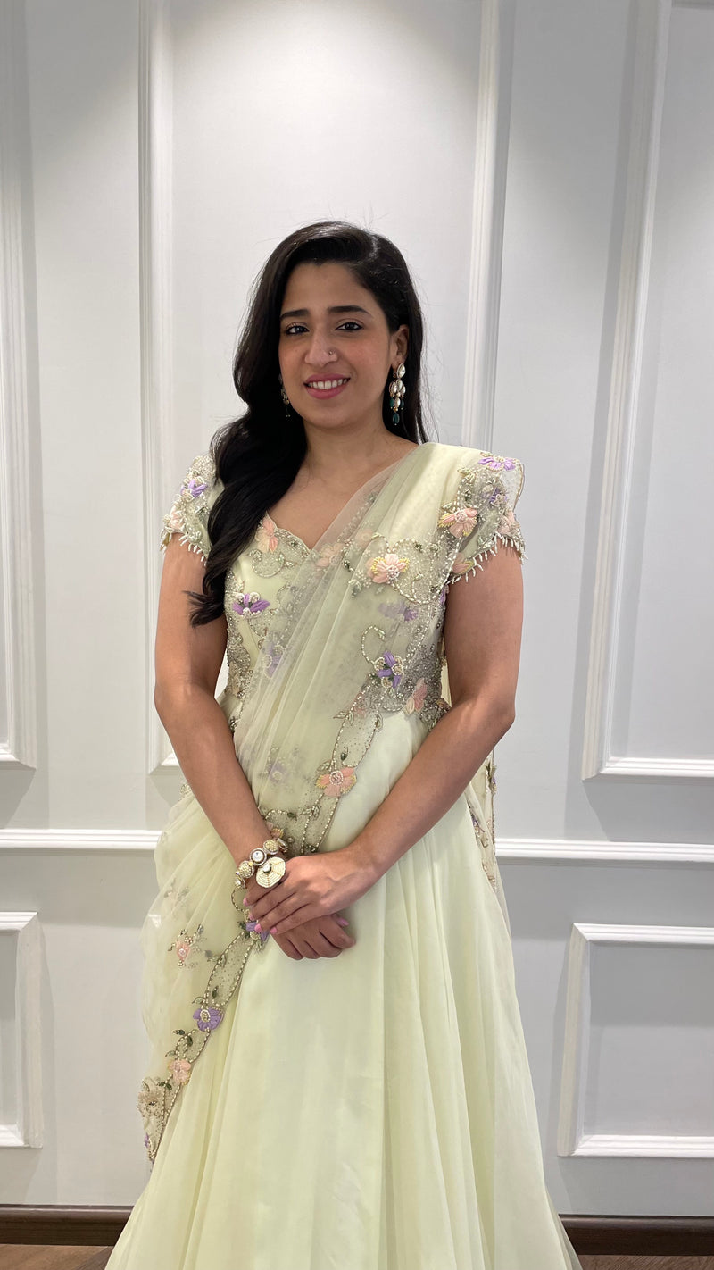 MINT DEBUTANTE EMBRIODERED KALIDAR & DUPATTA (AS23)