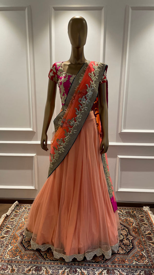 GOTA APPLIQUE LEHENGA WITH DUPATTA AND BLOUSE (AS23)