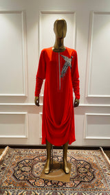 Red Cowl Dress