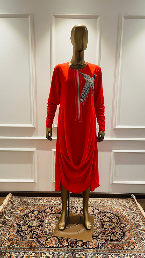 Red Cowl Dress