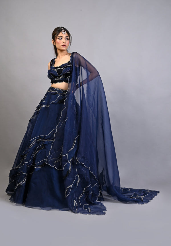 BLUE COME AWAY WITH ME LEHENGA