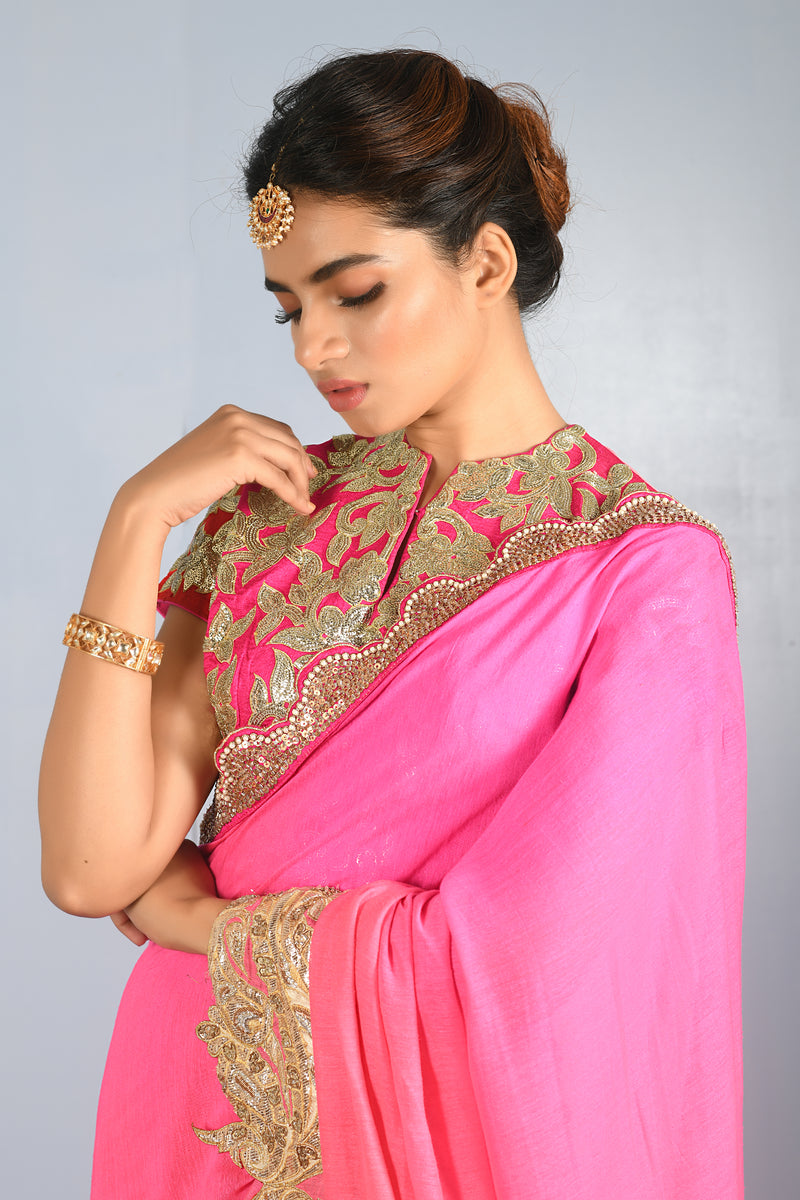 PINK MOR SAREE (AS23)