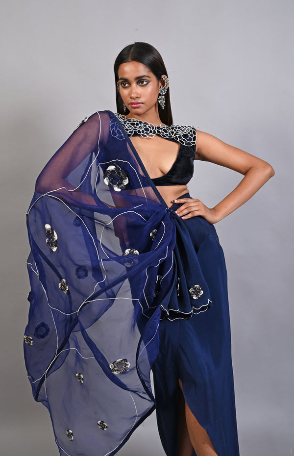 Blue Butterfly Princess Concept Saree
